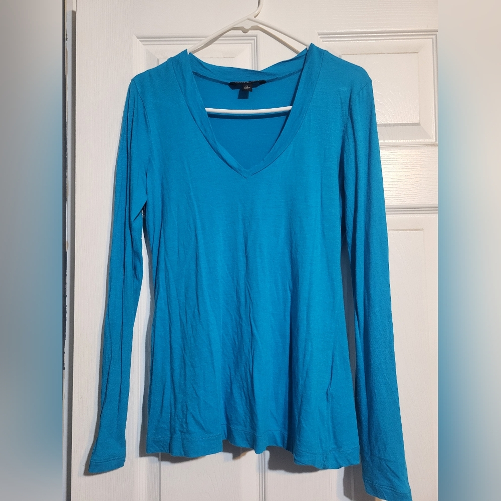 Banana Republic Teal V-Neck Long Sleeve Blouse